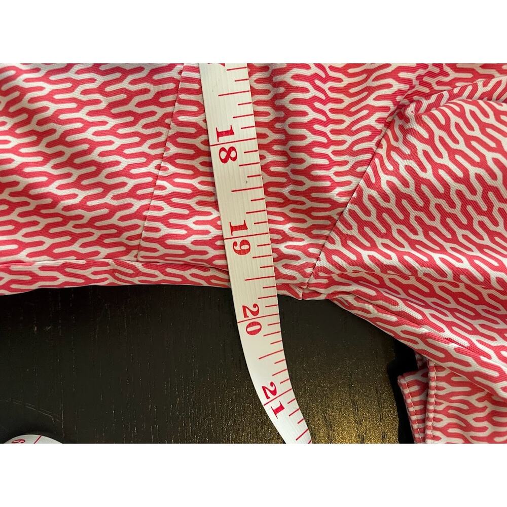 Ellie Kia Relaxed V-Neck Geometric Print Blouse Pink Preppy Top Womens Large - Picture 13 of 14